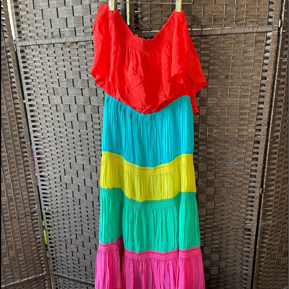 ALICE + OLIVIA off shoulder color block maxi dress - Picture 6 of 10